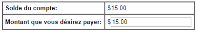 Capture d'écran du solde du compte actuel avec le montant surligné que vous souhaitez payer